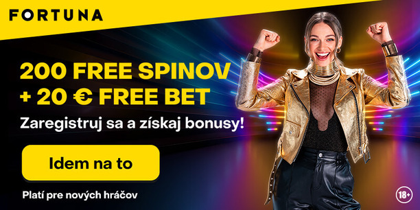 Získate 20 € free bet a&nbsp;200 free spinov od&nbsp;Fortuny!