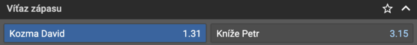 Tipnite si výsledok zápasu David Kozma vs. Petr Kníže v Tipsporte.