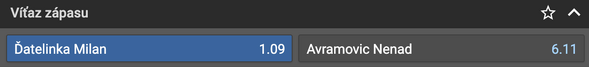 Stavte si na zápas Milan Ďatelinka vs. Nenad Avramovic v Tipsporte!