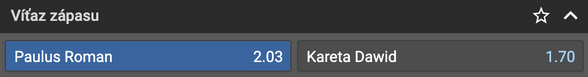 Tipnite si výsledok zápasu Roman Paulus vs. Dawid Kareta v Tipsporte!