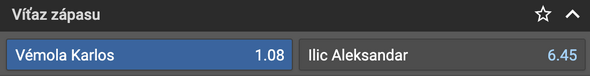 Tipnite si výsledok zápasu Karlos Vémola vs. Aleksandar Ilič v Tipsporte!