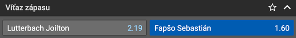 Stavte si na výsledok zápasu Joilton Lutterbach vs. Sebastián Fapšo v Tipsporte!