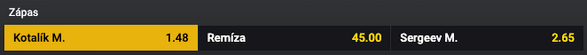 Stavte si na výsledok zápasu Kotalík vs. Sergeev aj vo Fortune!